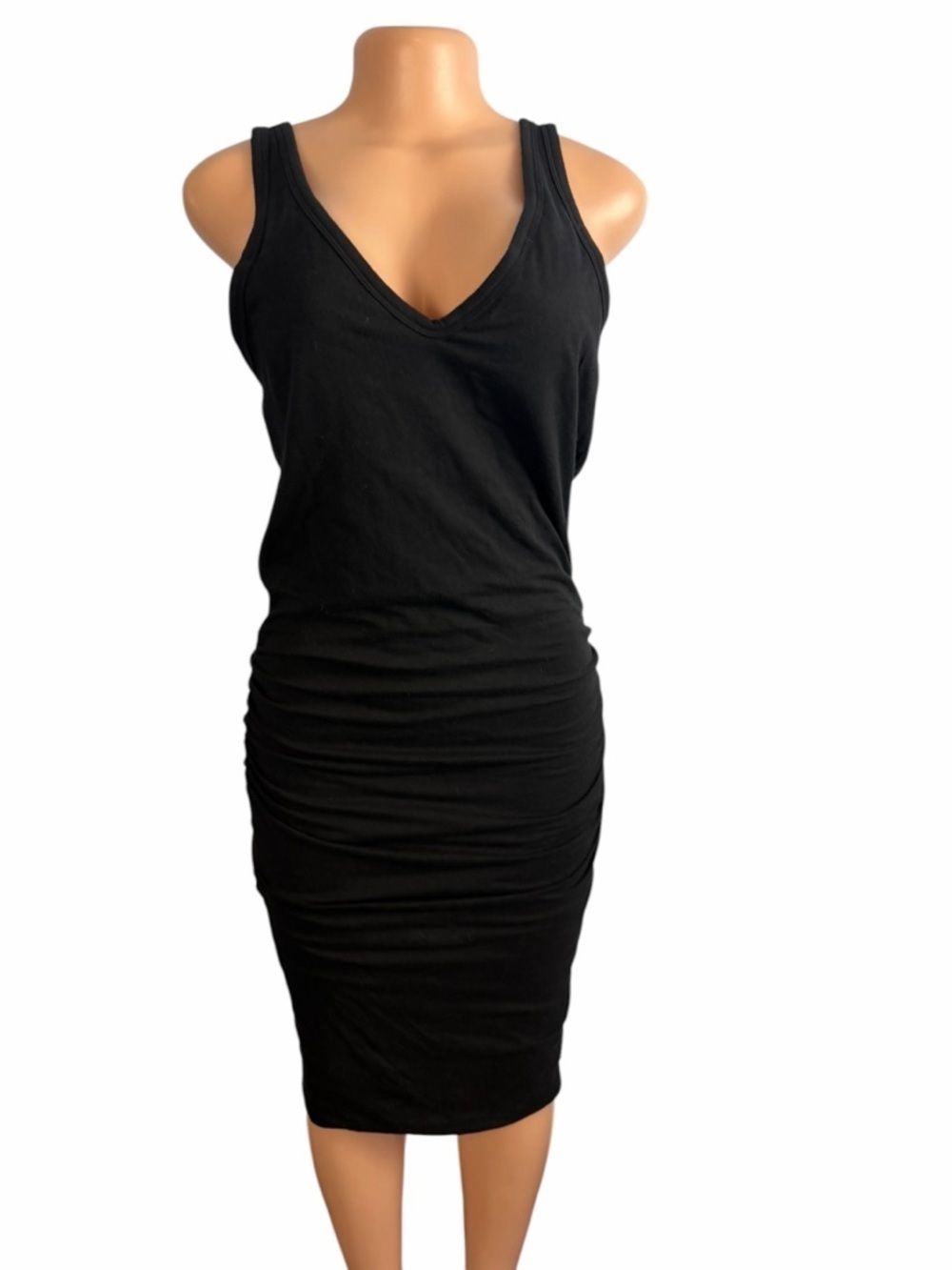 James Perse Black Ruched Mini Dress